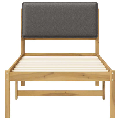 vidaXL Bed Frame with Upholstered Headboard Whitewash and Light Grey