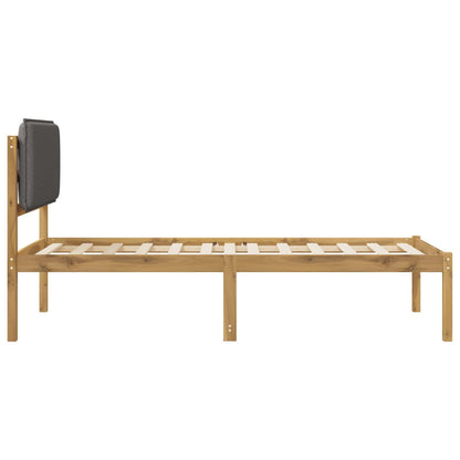 vidaXL Bed Frame with Upholstered Headboard Whitewash and Light Grey