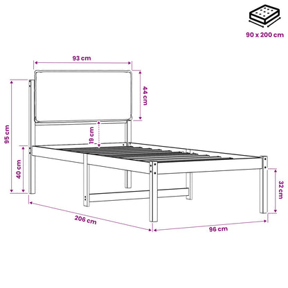 vidaXL Bed Frame with Upholstered Headboard Natural and Dark Grey