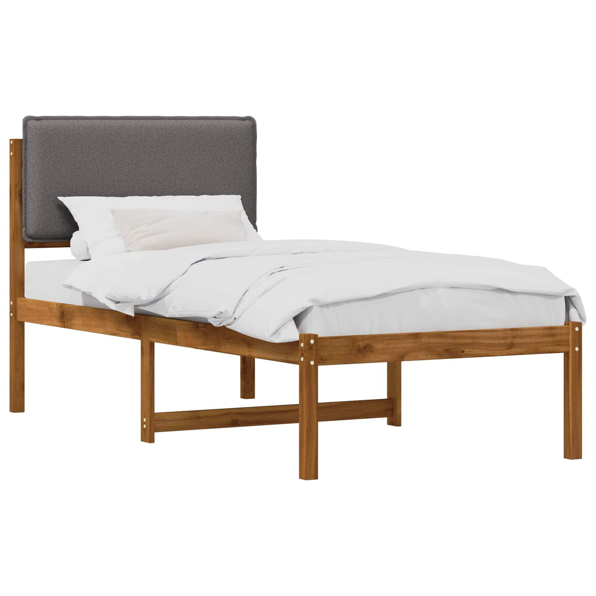 vidaXL Bed Frame with Upholstered Headboard Natural and Light Grey