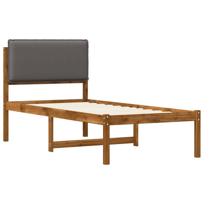 vidaXL Bed Frame with Upholstered Headboard Natural and Light Grey