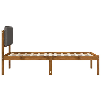 vidaXL Bed Frame with Upholstered Headboard Natural and Light Grey