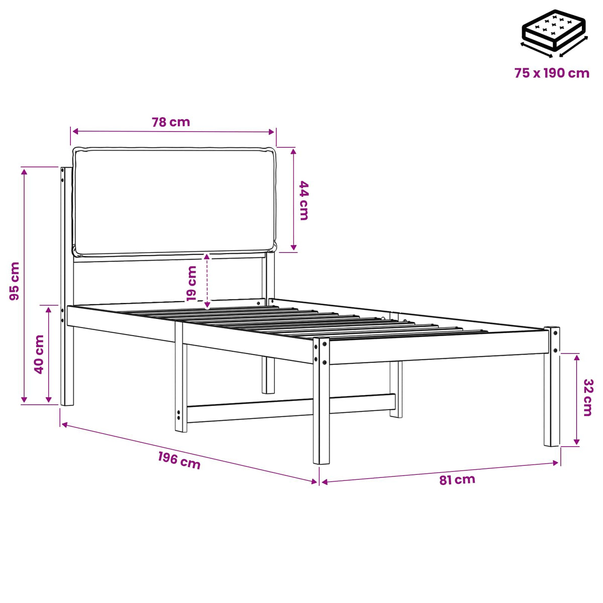 vidaXL Bed Frame with Upholstered Headboard Natural and Light Grey