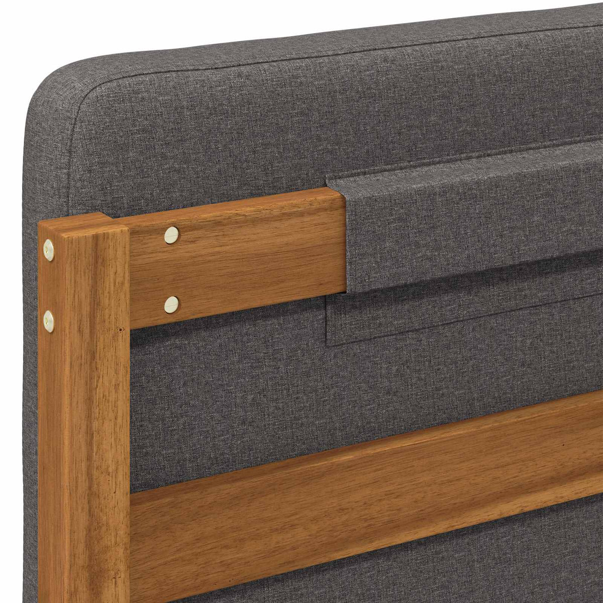 vidaXL Bed Frame with Upholstered Headboard Natural and Light Grey