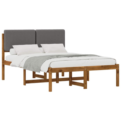 vidaXL Bed Frame with Upholstered Headboard Natural and Light Grey