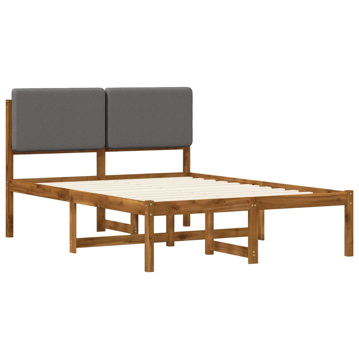vidaXL Bed Frame with Upholstered Headboard Natural and Light Grey