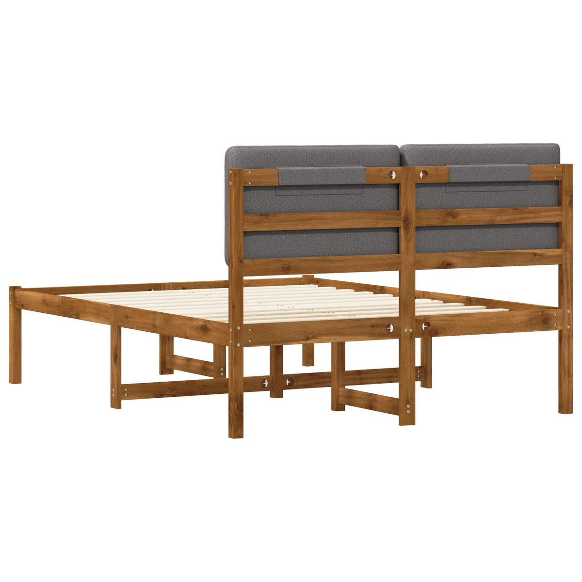 vidaXL Bed Frame with Upholstered Headboard Natural and Light Grey
