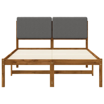 vidaXL Bed Frame with Upholstered Headboard Natural and Light Grey