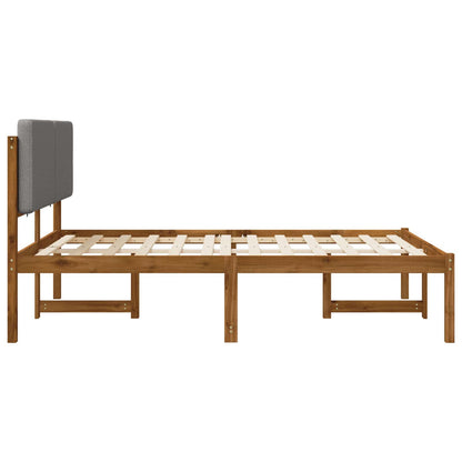 vidaXL Bed Frame with Upholstered Headboard Natural and Light Grey
