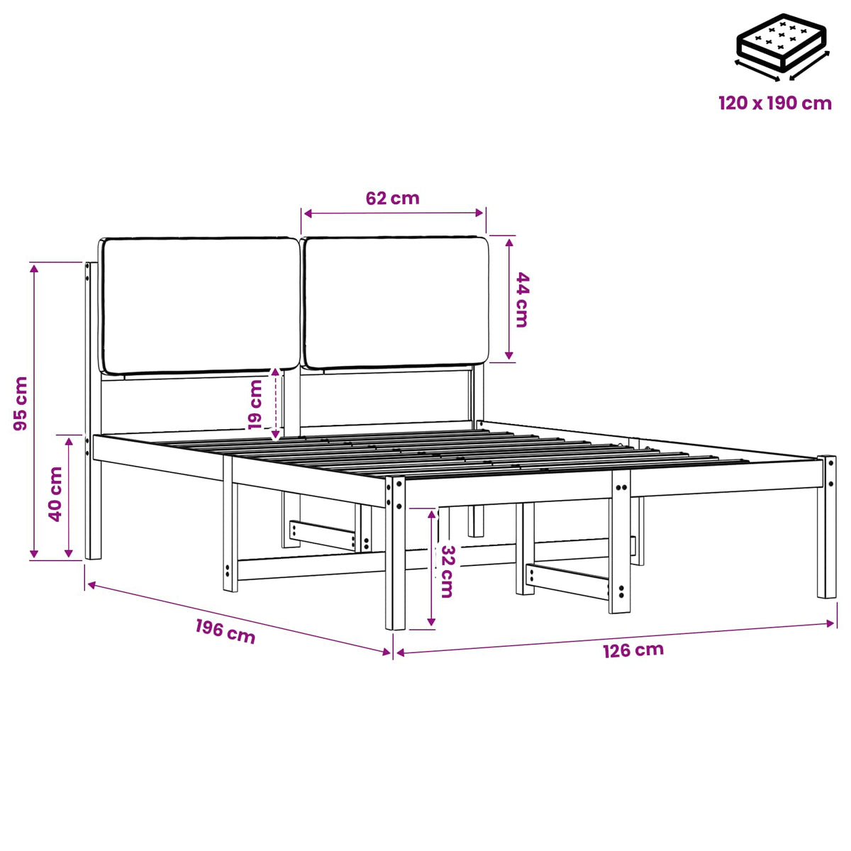 vidaXL Bed Frame with Upholstered Headboard Natural and Light Grey