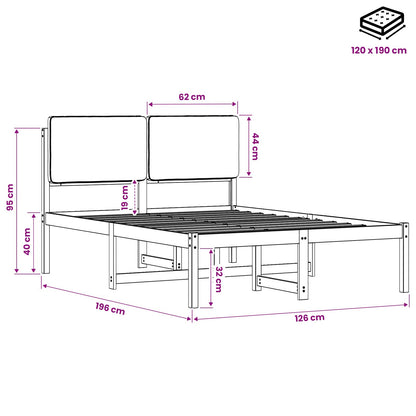 vidaXL Bed Frame with Upholstered Headboard Natural and Light Grey