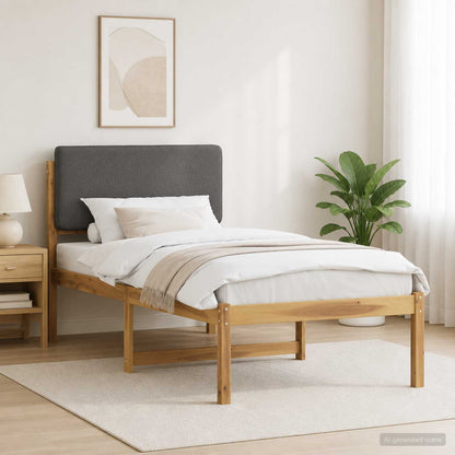 vidaXL Bed Frame with Upholstered Headboard Whitewash and Light Grey