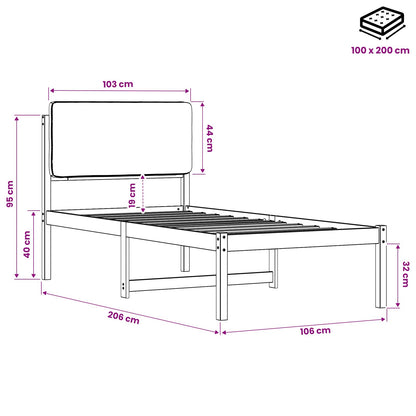 vidaXL Bed Frame with Upholstered Headboard Natural and Dark Grey