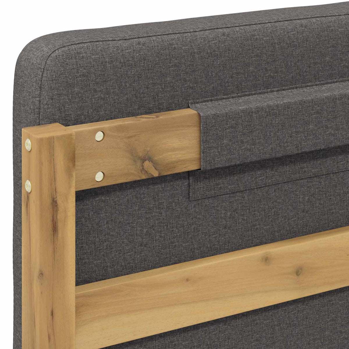 vidaXL Bed Frame with Upholstered Headboard Whitewash and Light Grey