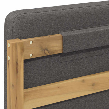 vidaXL Bed Frame with Upholstered Headboard Whitewash and Light Grey