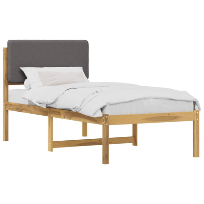 vidaXL Bed Frame with Upholstered Headboard Whitewash and Light Grey