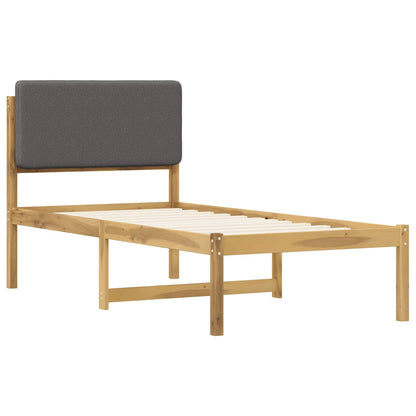 vidaXL Bed Frame with Upholstered Headboard Whitewash and Light Grey