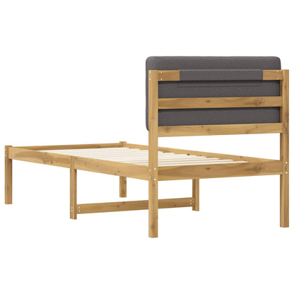 vidaXL Bed Frame with Upholstered Headboard Whitewash and Light Grey