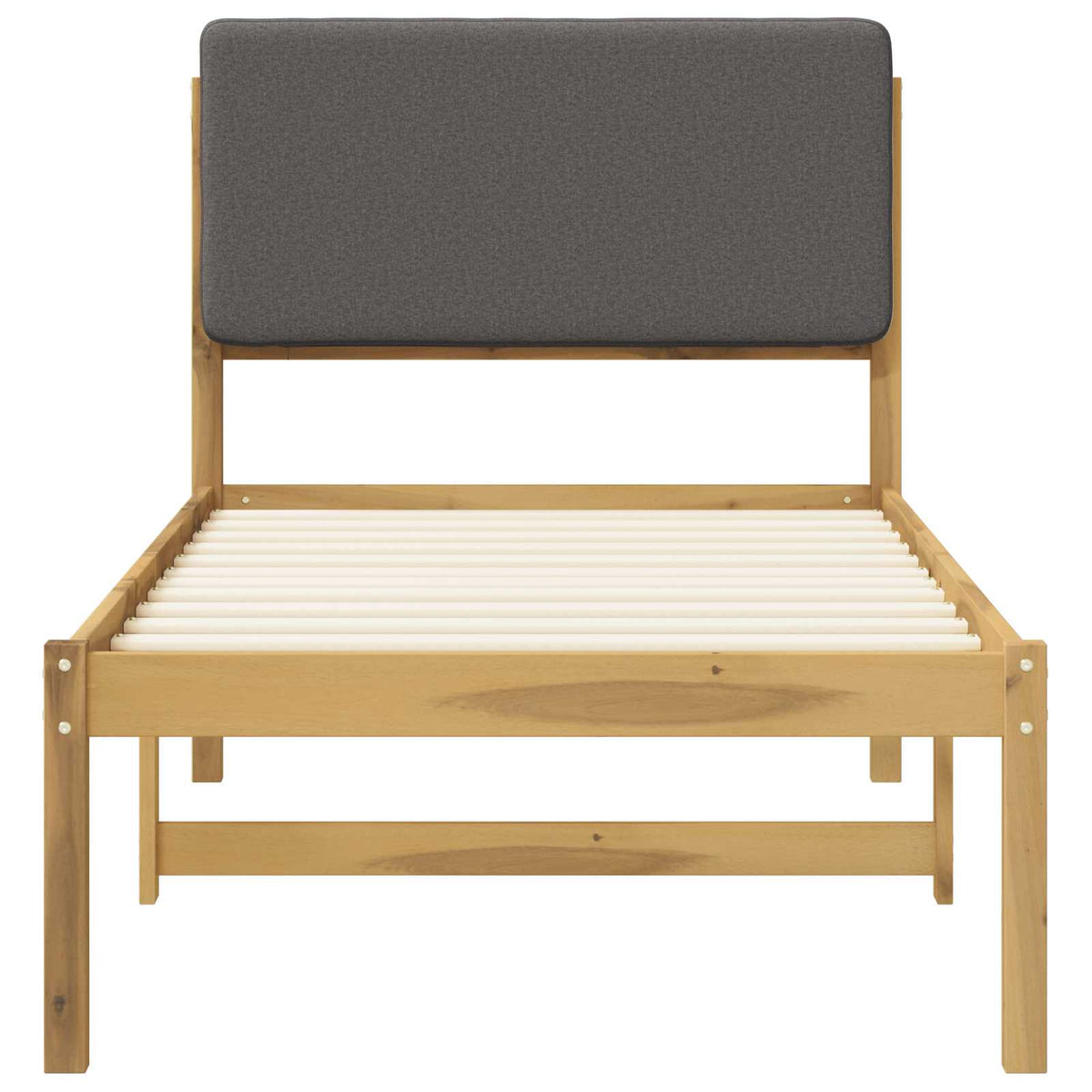 vidaXL Bed Frame with Upholstered Headboard Whitewash and Light Grey