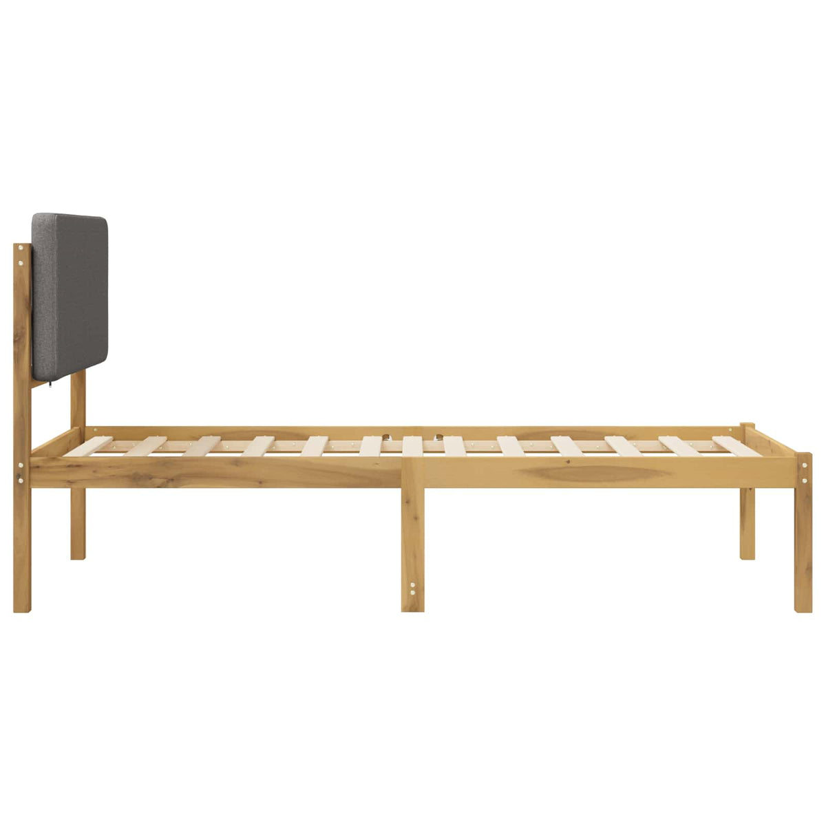 vidaXL Bed Frame with Upholstered Headboard Whitewash and Light Grey