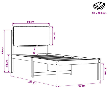 vidaXL Bed Frame with Upholstered Headboard Whitewash and Light Grey