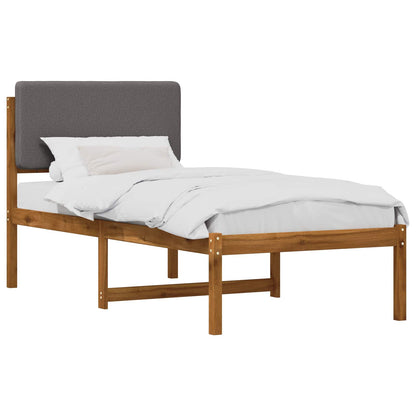 vidaXL Bed Frame with Upholstered Headboard Natural and Light Grey