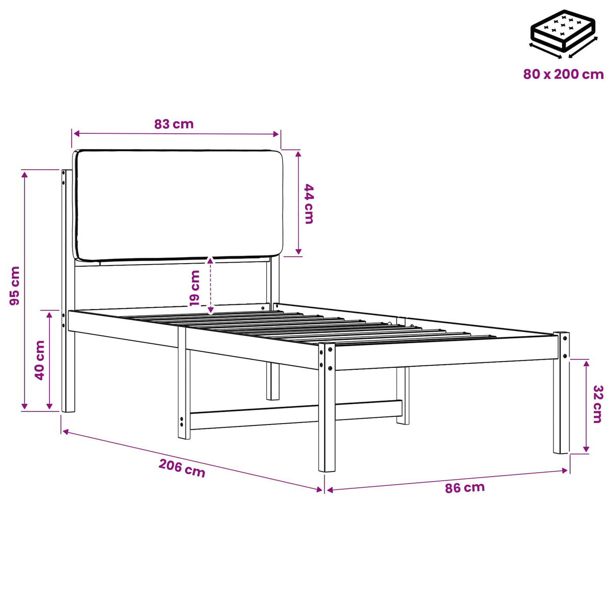 vidaXL Bed Frame with Upholstered Headboard Natural and Light Grey
