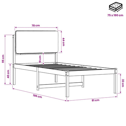 vidaXL Bed Frame with Upholstered Headboard Natural and Light Grey