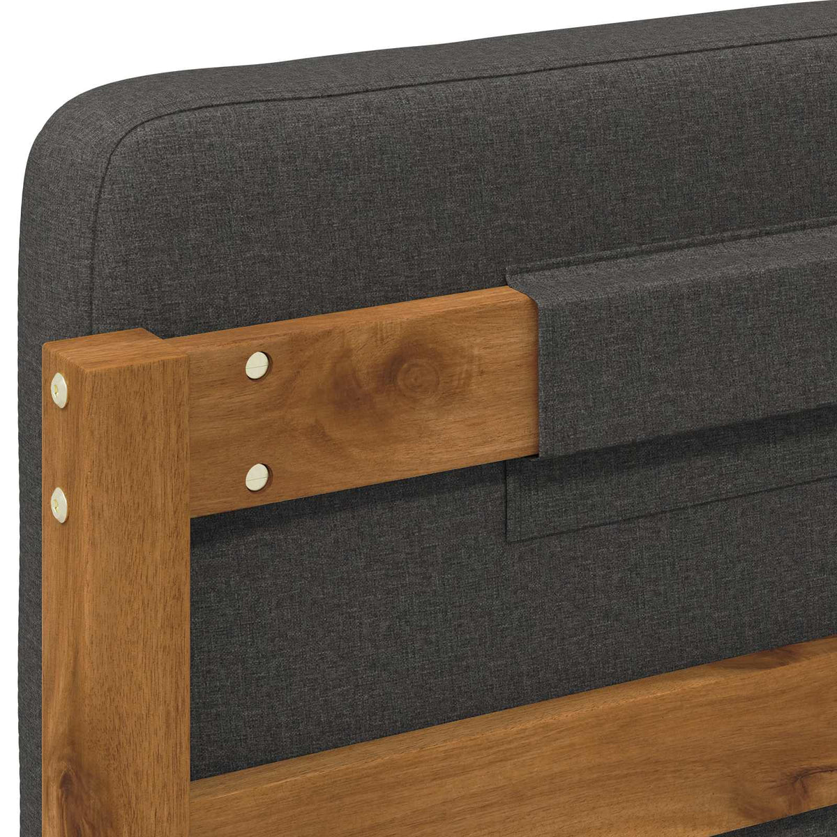 vidaXL Bed Frame with Upholstered Headboard Natural and Dark Grey