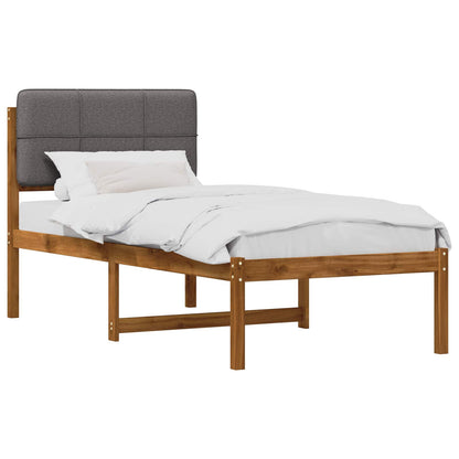 vidaXL Bed Frame with Upholstered Headboard Natural and Light Grey