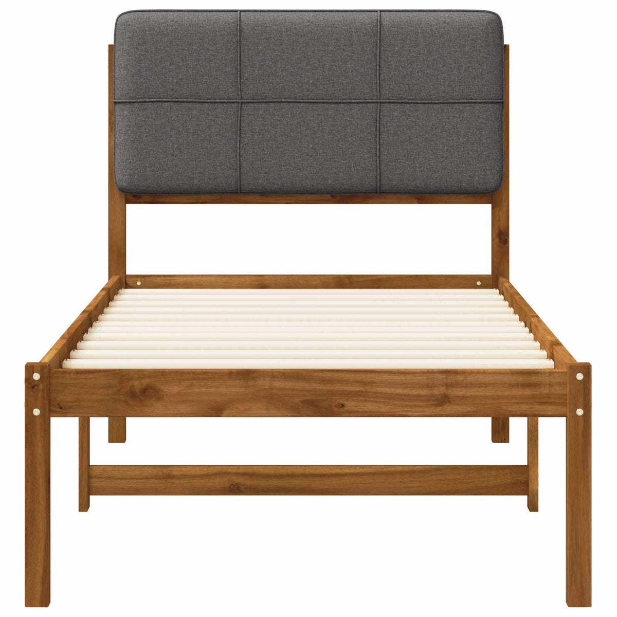 vidaXL Bed Frame with Upholstered Headboard Natural and Light Grey