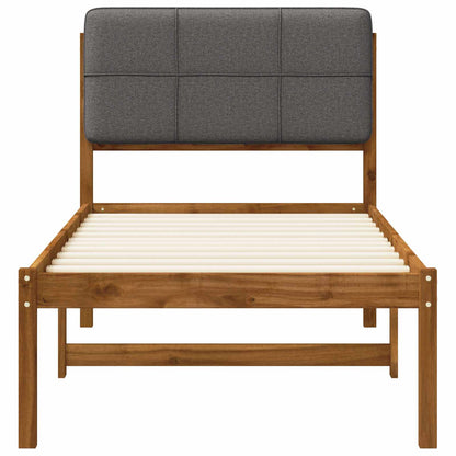 vidaXL Bed Frame with Upholstered Headboard Natural and Light Grey