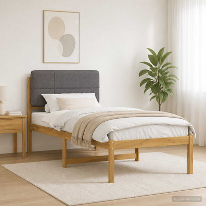 vidaXL Bed Frame with Upholstered Headboard Whitewash and Light Grey