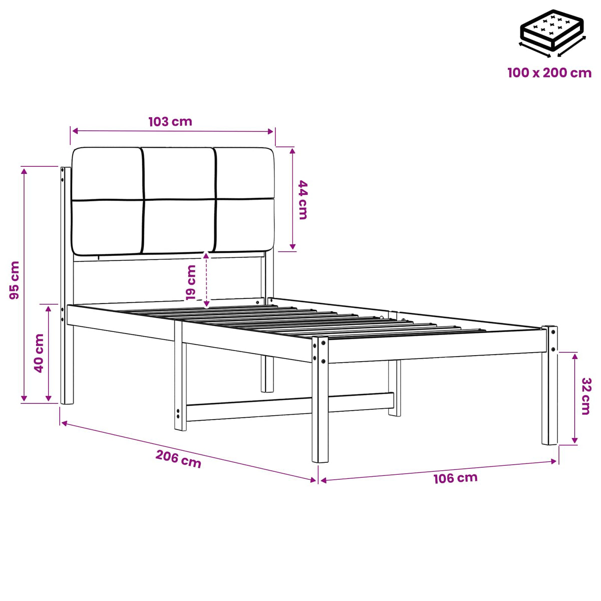 vidaXL Bed Frame with Upholstered Headboard Natural and Dark Grey