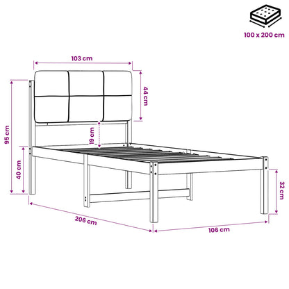 vidaXL Bed Frame with Upholstered Headboard Natural and Dark Grey