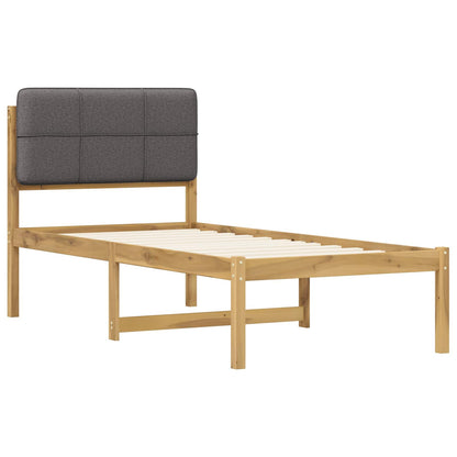 vidaXL Bed Frame with Upholstered Headboard Whitewash and Light Grey