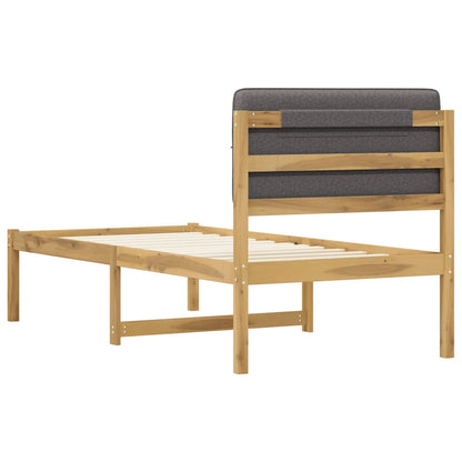 vidaXL Bed Frame with Upholstered Headboard Whitewash and Light Grey