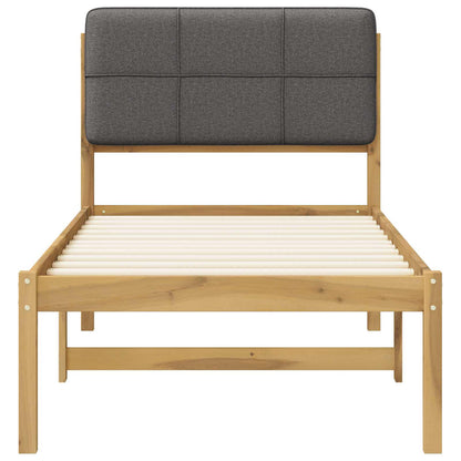 vidaXL Bed Frame with Upholstered Headboard Whitewash and Light Grey