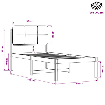 vidaXL Bed Frame with Upholstered Headboard Whitewash and Light Grey
