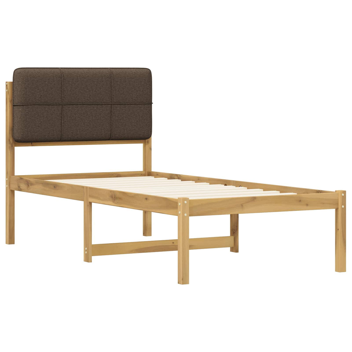 vidaXL Bed Frame with Upholstered Headboard Whitewash and Taupe