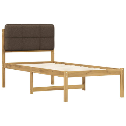vidaXL Bed Frame with Upholstered Headboard Whitewash and Taupe