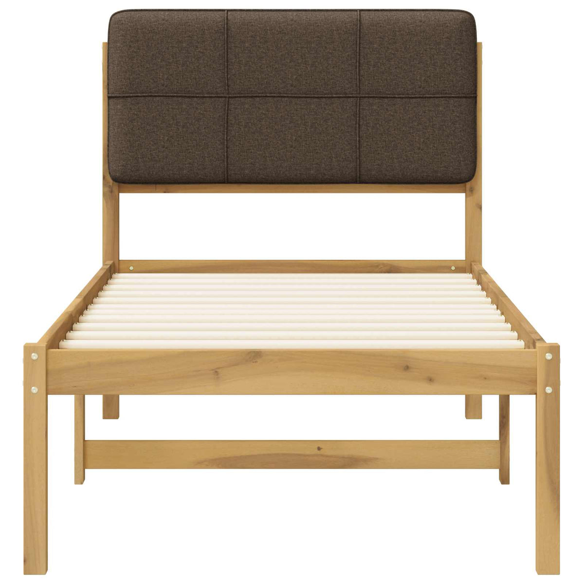vidaXL Bed Frame with Upholstered Headboard Whitewash and Taupe