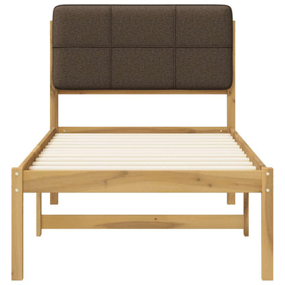 vidaXL Bed Frame with Upholstered Headboard Whitewash and Taupe