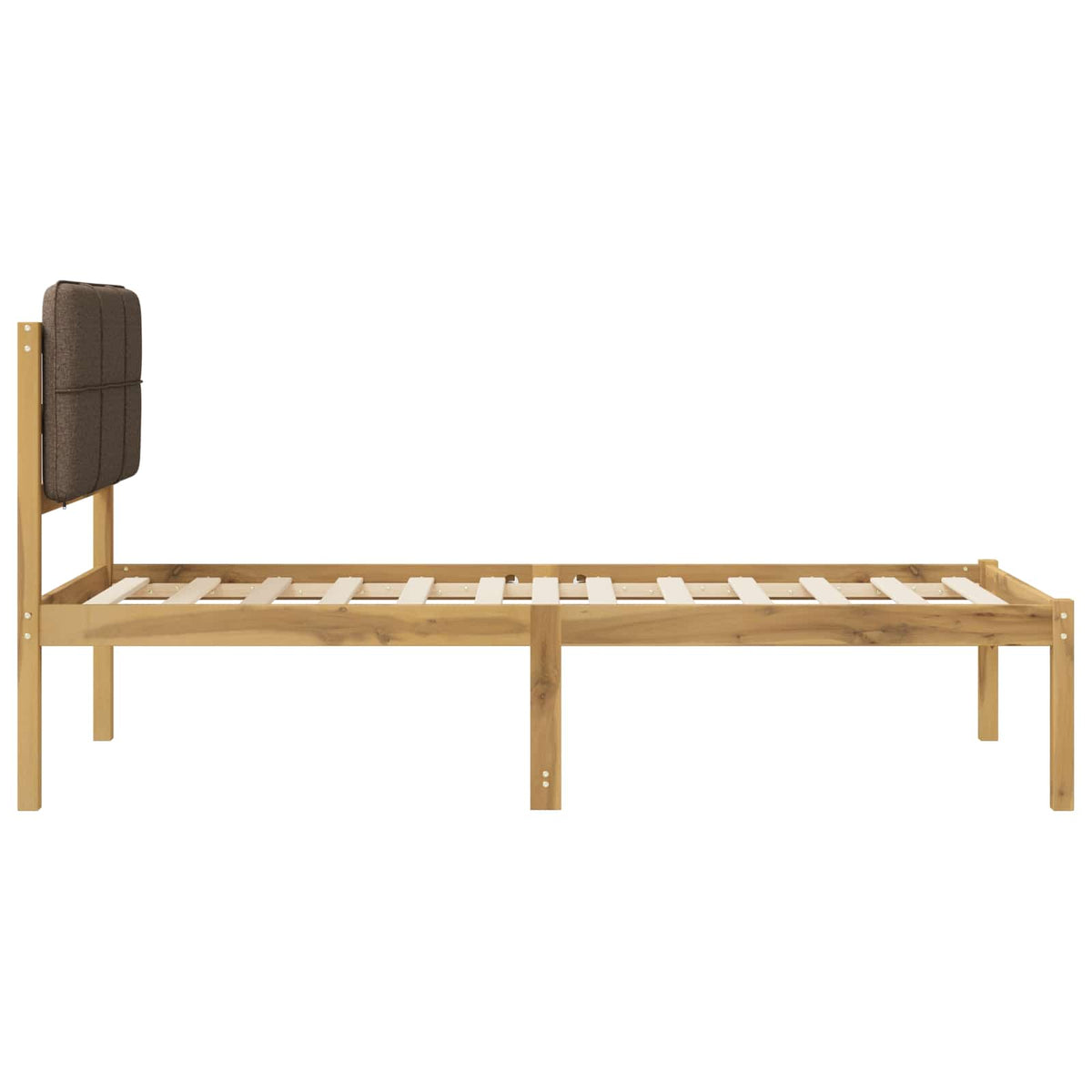 vidaXL Bed Frame with Upholstered Headboard Whitewash and Taupe