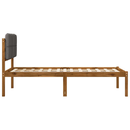 vidaXL Bed Frame with Upholstered Headboard Natural and Light Grey