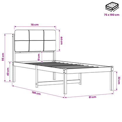 vidaXL Bed Frame with Upholstered Headboard Natural and Light Grey