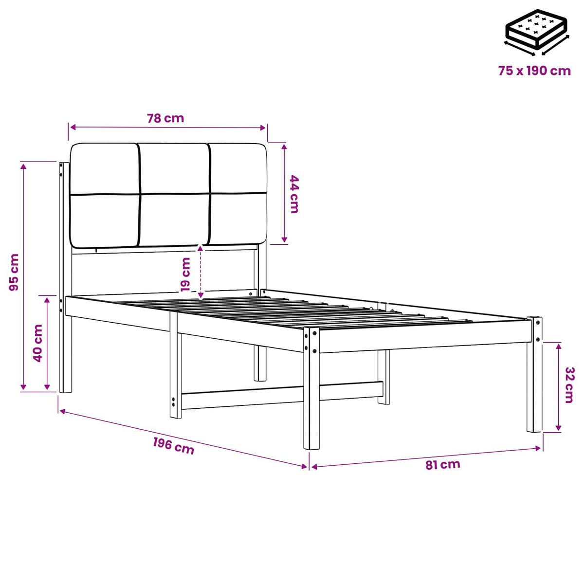 vidaXL Bed Frame with Upholstered Headboard Natural and Dark Grey