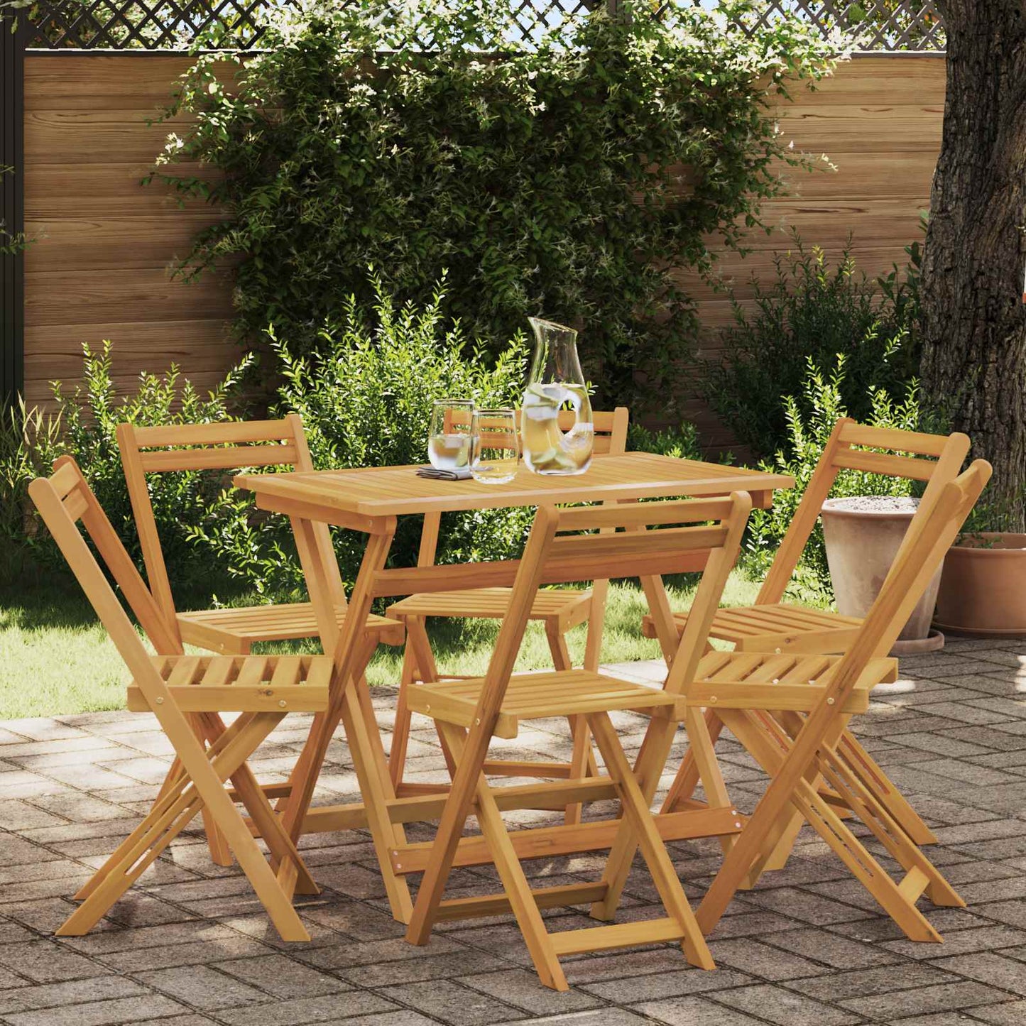 vidaXL Folding Garden Chairs Folding 6 pcs Natural 40 x 53 x 80 cm