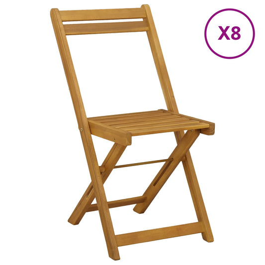 vidaXL Outdoor Bistro Chairs 8 pcs Natural Solid Acacia Wood