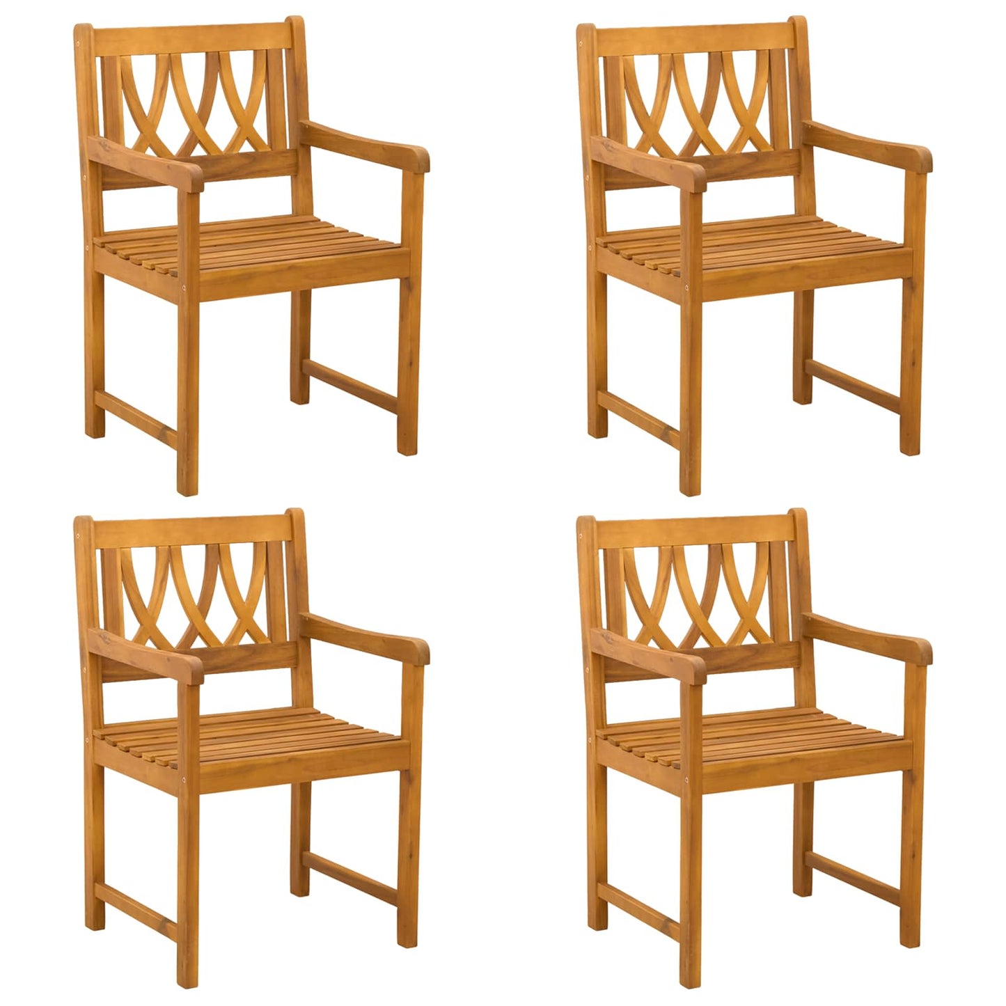 vidaXL Garden Chairs 4 pcs Natural Solid Acacia Wood